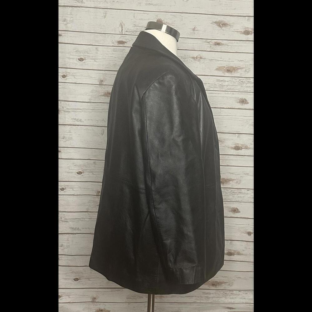 London Fog mob wife black leather jacket Size Large - Picture 5 of 7